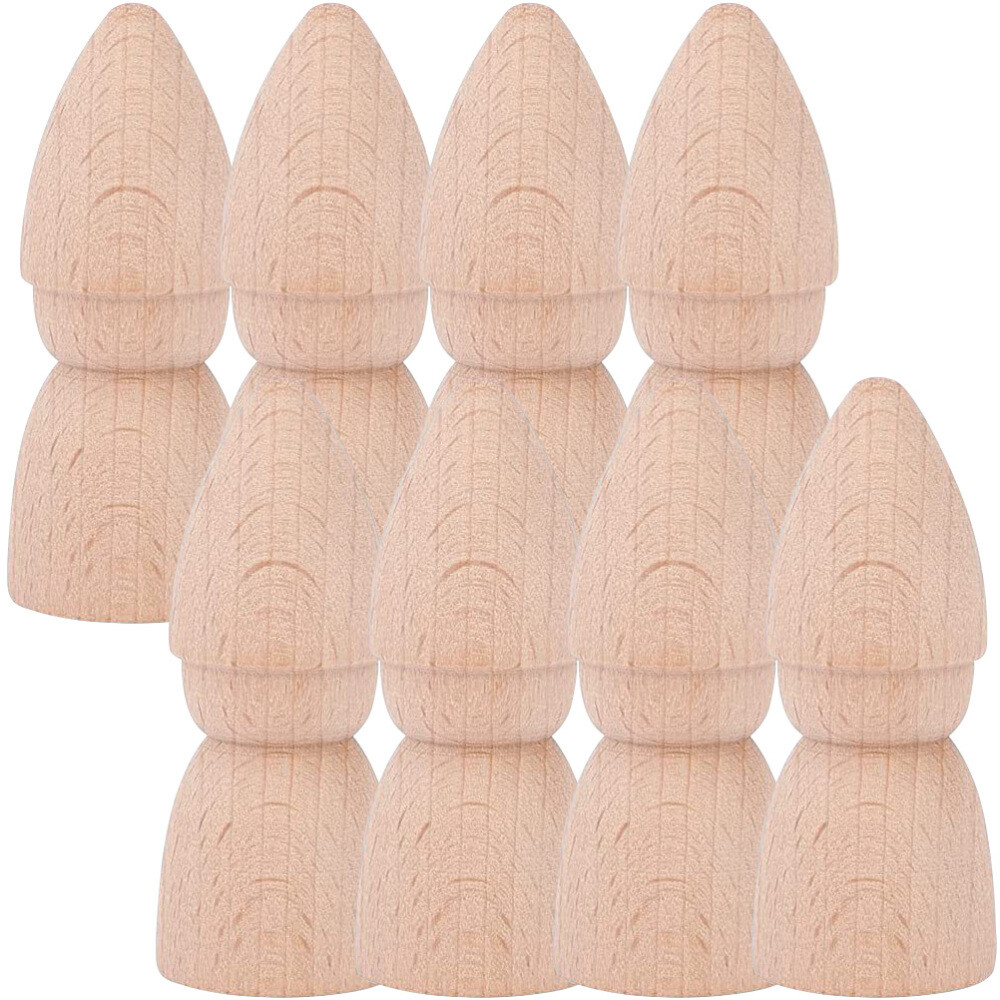 8 Pcs Wood Peg Dolls Dollhouse Wooden Puppet DIY Painting Child