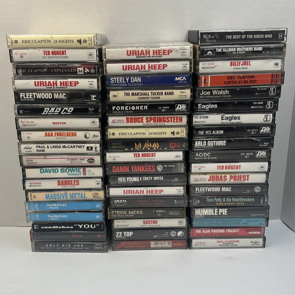Vintage 53 Rock & Metal Cassette Tape Lot 70s 80s 90s Def Leppard ZZ Top Ted Nugent
