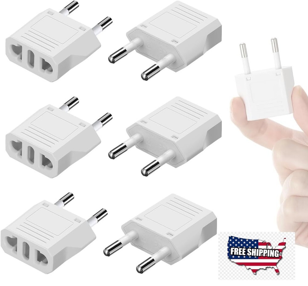 6PCS European Travel Plug Adapter, US to Europe Plug Adapter Outlet Converter US