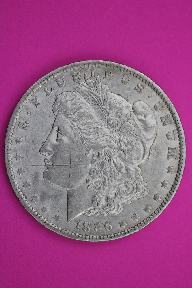 Graffitti 1886 O Morgan Liberty Silver Dollar New Orleans Semi Key Coin 255