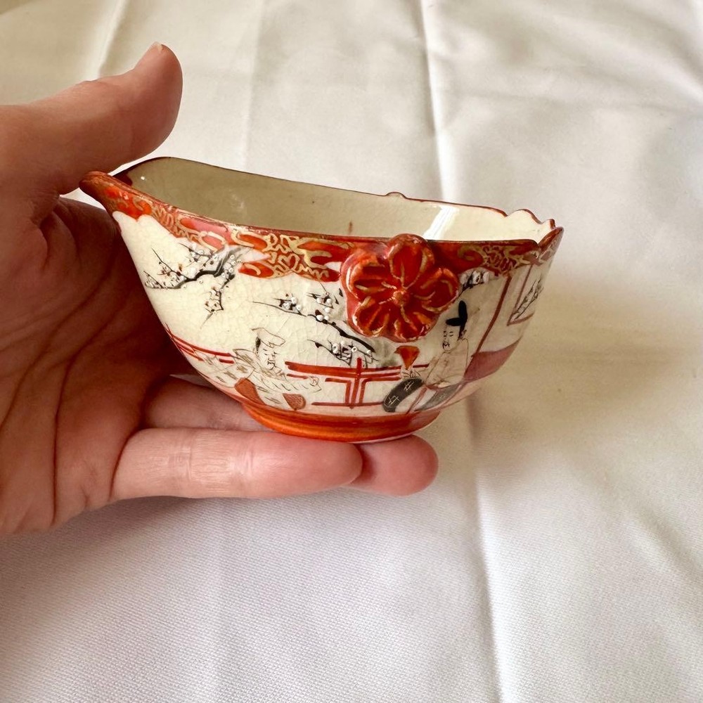 Y1223 Old Kutani red painting tea set