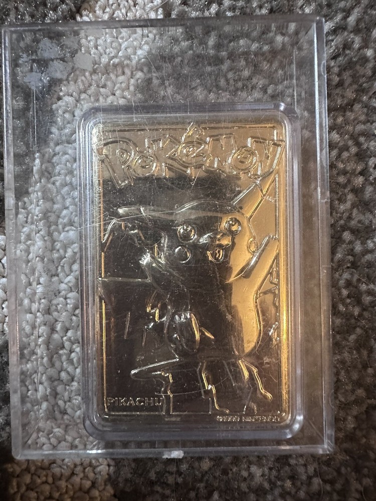1999 Pokemon nintendo limited edition Gold Plated 23k Pikachu Metal Bar Card BK