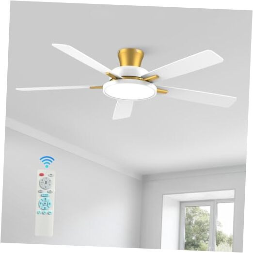 52 Inch Ultra Silent Low Profile Ceiling Fan with Lights and Remote