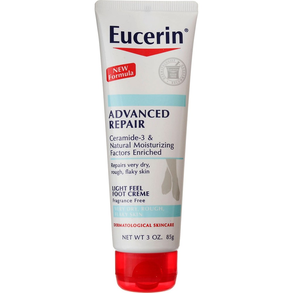 2 Pack Eucerin Advanced Repair Light Foot Cream, Unscented, 3 oz