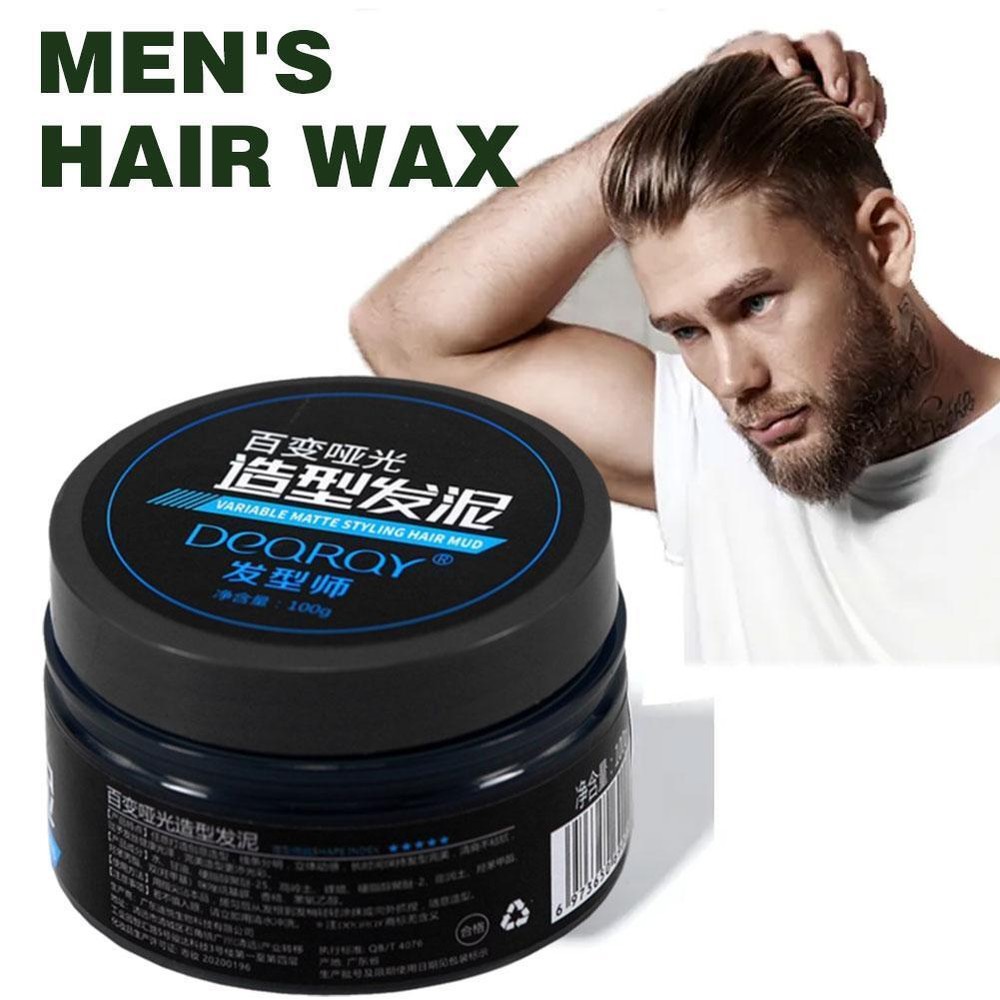 Men's Hair Wax Dark Strong Hold Fluffy Matte Men Hair Styling Wax W/ Fragr T7N7