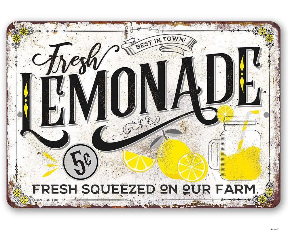 Custom Lemonade Metal Sign - Rustic Farmhouse Dining Decor-image