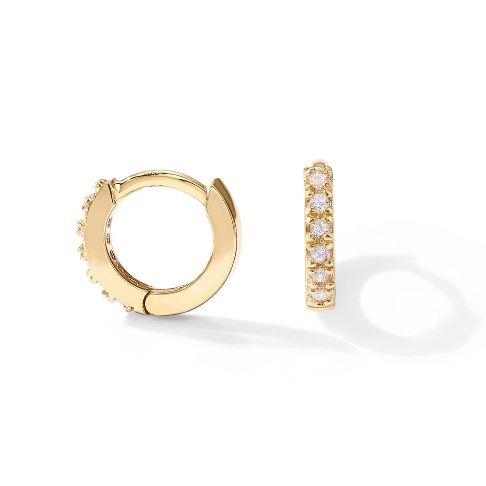 14K Cubic Zirconia Mini Huggies Mini Yellow Gold