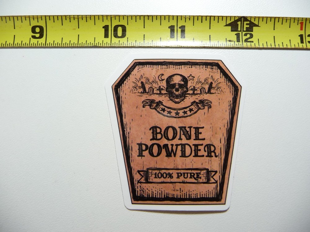 BONE POWDER DECAL STICKER WITCHCRAFT POTION SPELL WITCH GOTH LABEL FUNNY