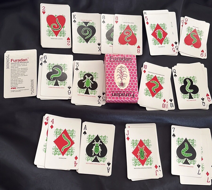 Vtg FURADAN Insecticide Playing Cards~Farm Bugs~Rootwoom~Corn Boer~Nematode+