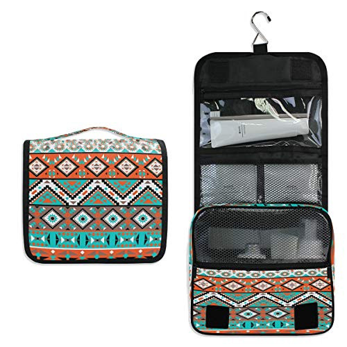 Ethnic Geometric Hanging Toiletry Bag Portable Aztec Travel Cosmetic Organizer