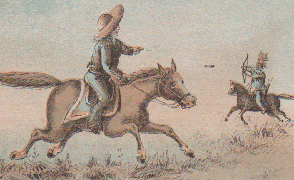 PUTNAM NAIL CO TRADE CARD, FOR HORSES, AN ARROW & A BULLET, WHO WILL WIN?   Z800