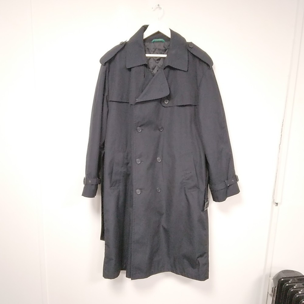 Ladies Dark Blue Double Breasted Polyester Cotton Trench Coat UK Size 38