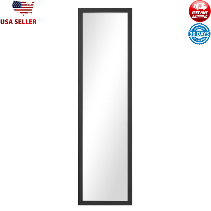Full-Length Black Mirror Hanging Hardware Versatile Wall Décor Home Rectangle US