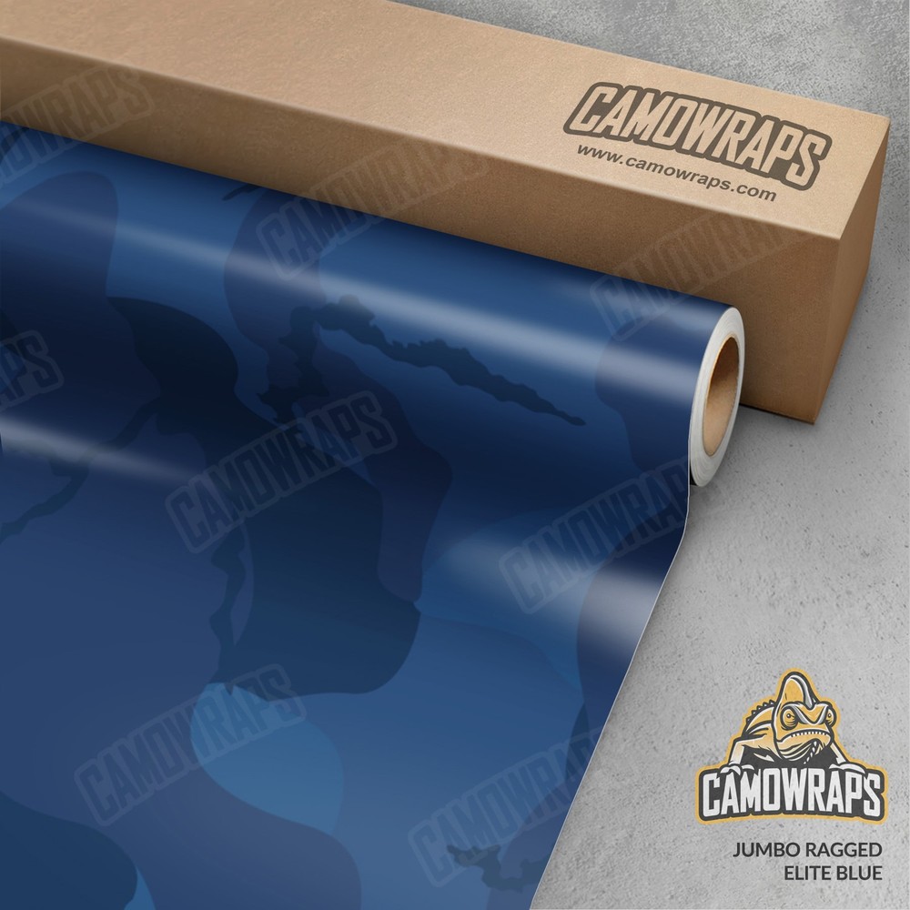 Jumbo Ragged Elite Blue Camo Vinyl Wrap | Durable Cast Decal Film