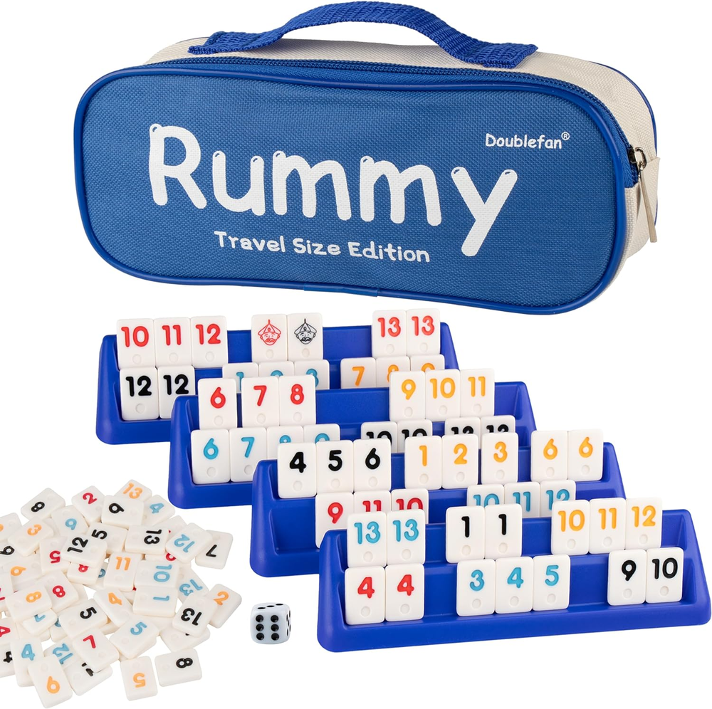 Rummy Set,Travel Size Rummy Game with Portable Bag, Mini Rummy Cube Game for Adu