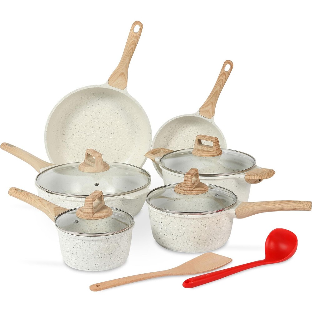 Nonstick Cookware Sets, 12 Pcs Ceramic Coating Pots and Pans Set Kitchen Cook...