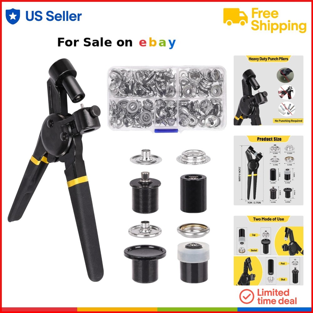 Heavy Duty 30-Piece Canvas Snap Kit 15mm Fasteners for Boat Cover Repair