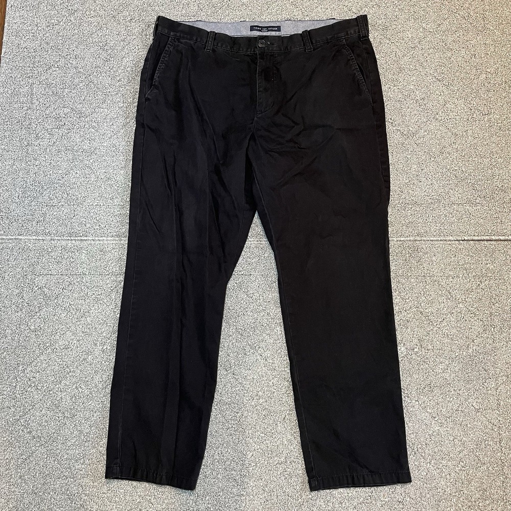 Tommy Hilfiger Mens Black Regular Straight Fit Chino Pants 38X29