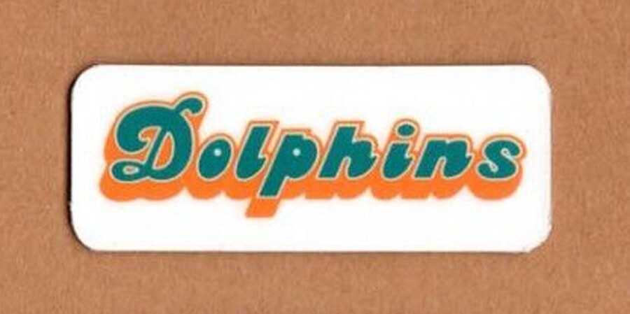 NOS Miami Dolphins Throwback Team Name Front Bumper Decals for Football Helmets