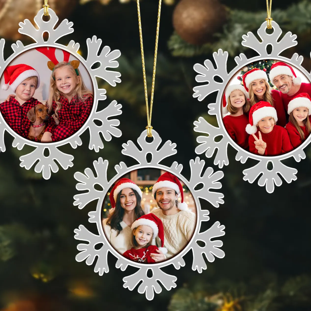 Custom Engraved Family Photo Christmas Ornament 2024 Keepsake-image