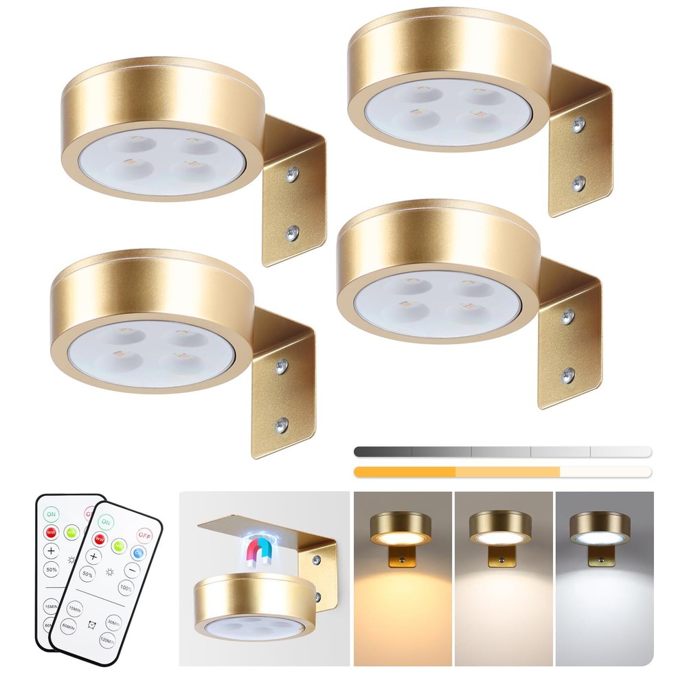 4-Pack Picture Light Battery Operated Painting Lights for Wall, Magnetic LED ...