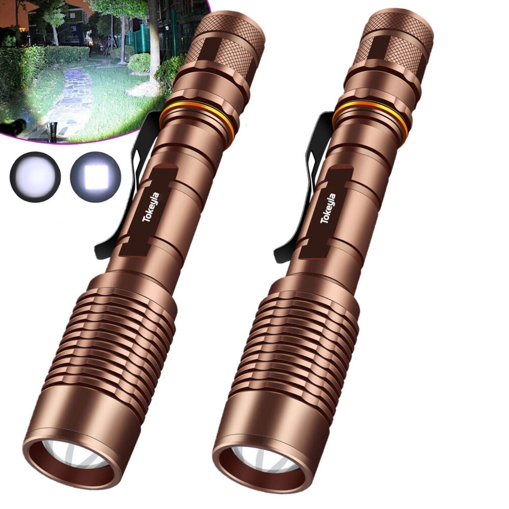 2 Pack 990000LM Super Bright LED Flashlight Handheld Flashlights Zoom 5 Modes