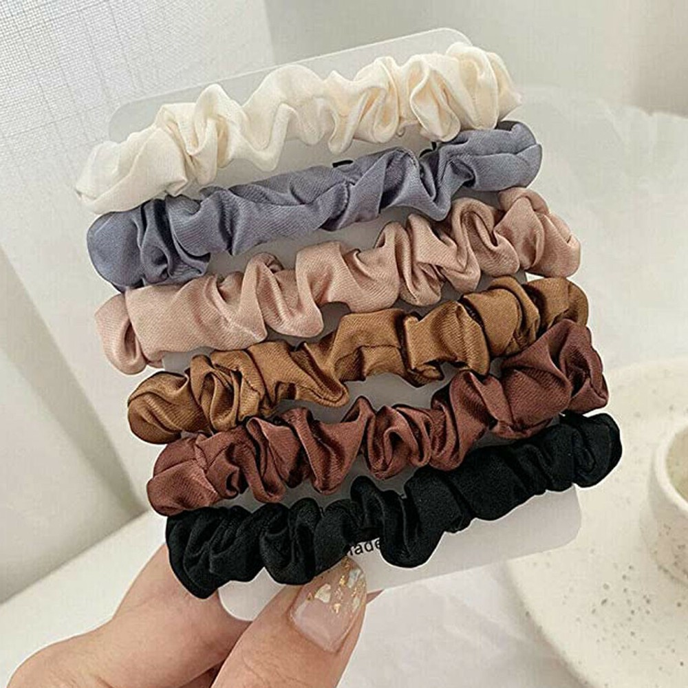 6-Pack Satin Silk Scrunchies Elastic Hair Ties for Stylish Hair Styling