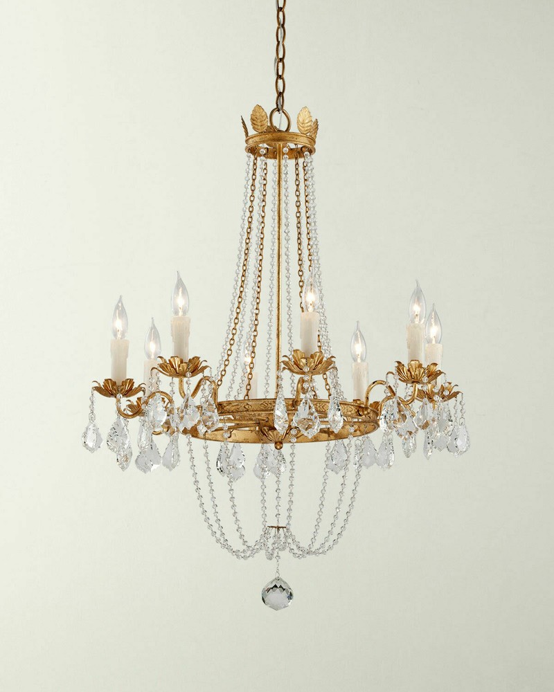 Visual Comfort STYLE Chandelier French Empire Crystal Beaded Gold farmhouse-image