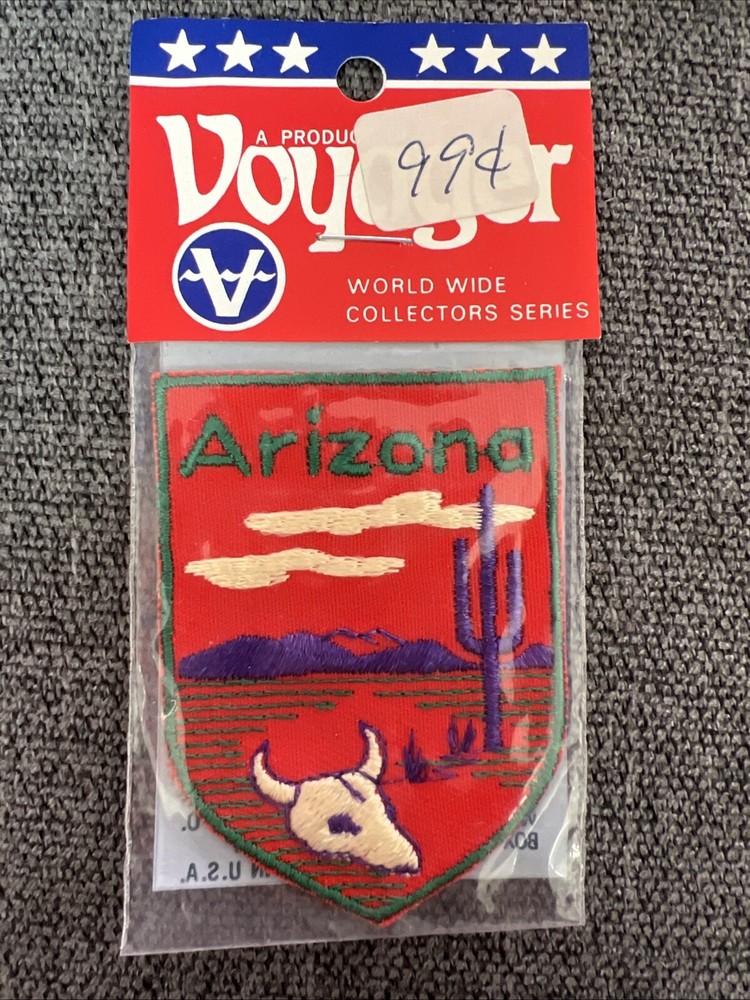 NIP Vintage Arizona Desert Cactus Steer Skull Souvenir Voyager Patch Badge