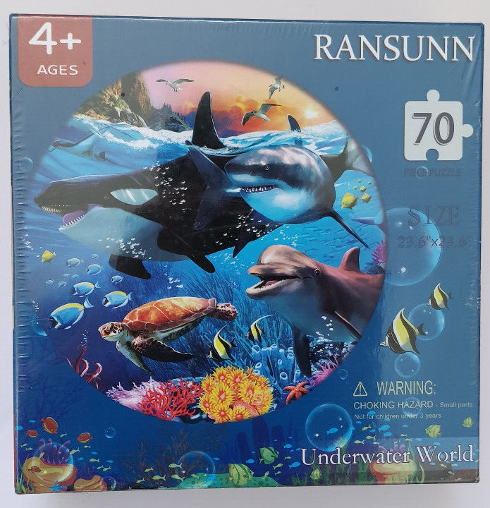 Ransunn 70 Pc Round Jigsaw Puzzle For Children, Brand New-Sealed Box!