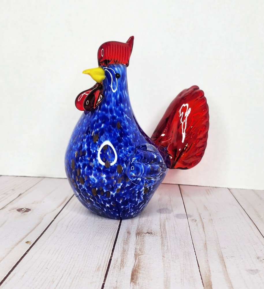Lenox Handblown Art Glass Sitting Rooster Solid Glass Paperweight