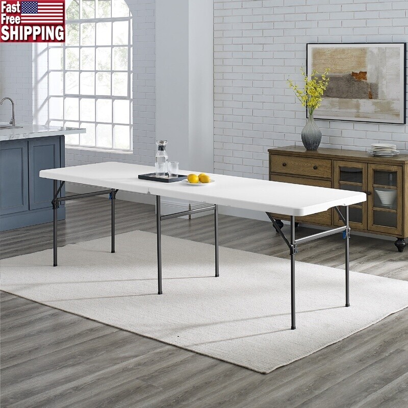 Heavy Duty 8ft Folding Table UV Resistant Portable for Indoor Outdoor Use