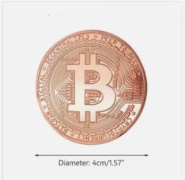 1Pcs Rose Gold Physical Bitcoin Commemorative Coin Plated Collection Collectible