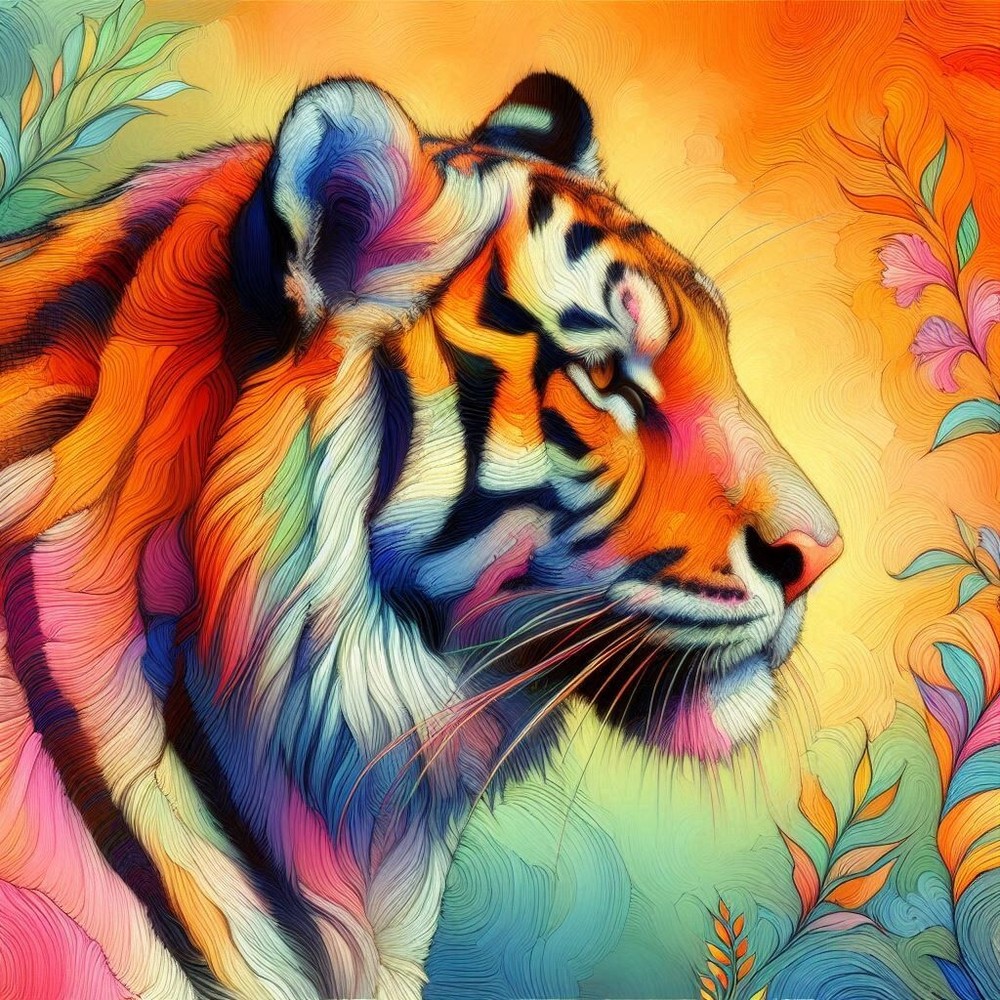 Digital Image Picture Photo Wallpaper Background AI Art Pastel Color Tiger 1