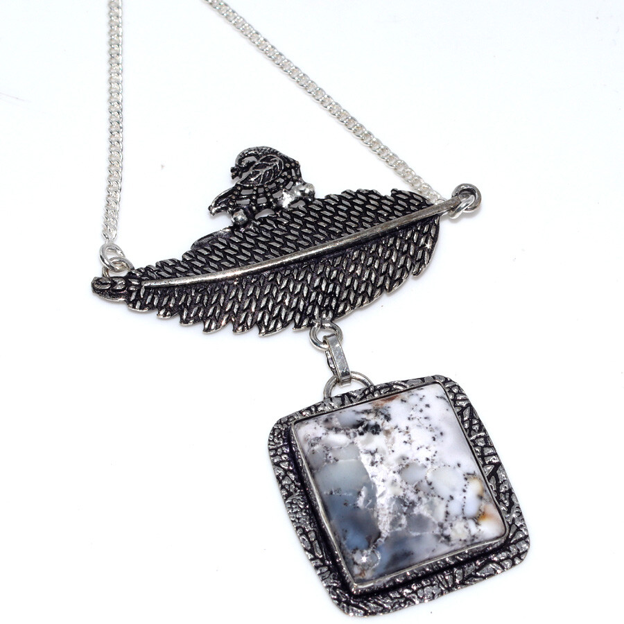 Dendritic Opal 925 Silver Plated Gemstone Necklace 14
