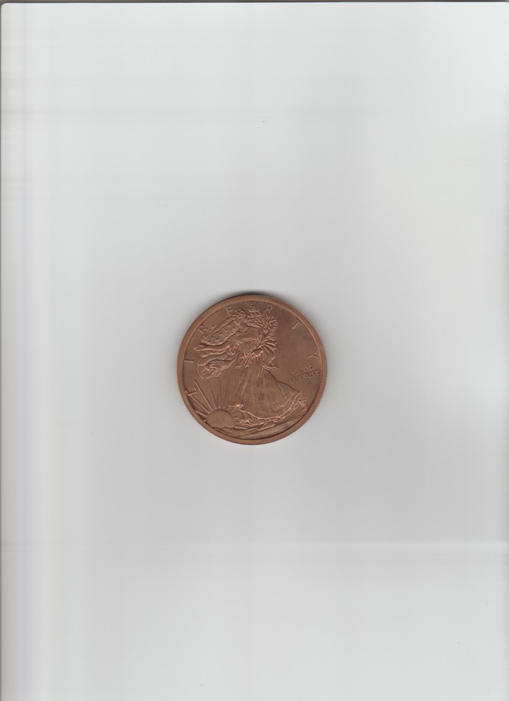 5 oz .999 Fine Copper Round - Walking Liberty By GSM