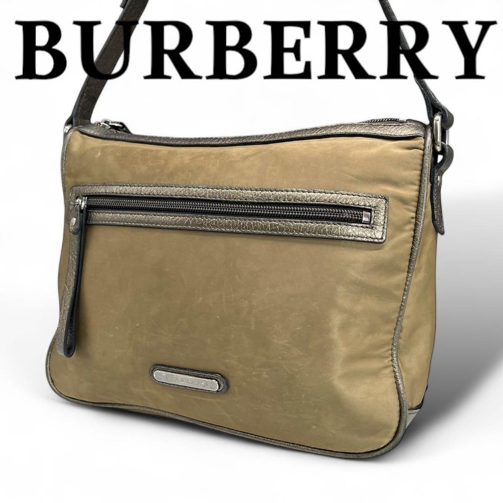 Burberry Shoulder Bag Nova Check Nylon Beige Authentic F1113623