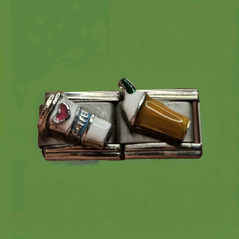 Coffee Mocha Italian Charms To Go Cups 3D Stainless Steel 9MM