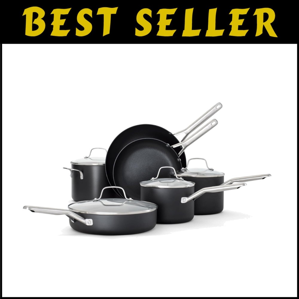 10-Piece Nonstick Cookware Set with Glass Lid & Oven Safe Up to 500°F