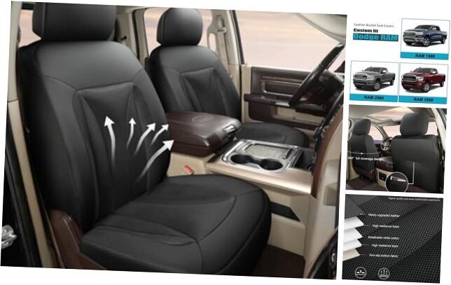 2-Pack Front 3D Air Car Seat Covers Customized Fit Dodge Mesh Two Front-black