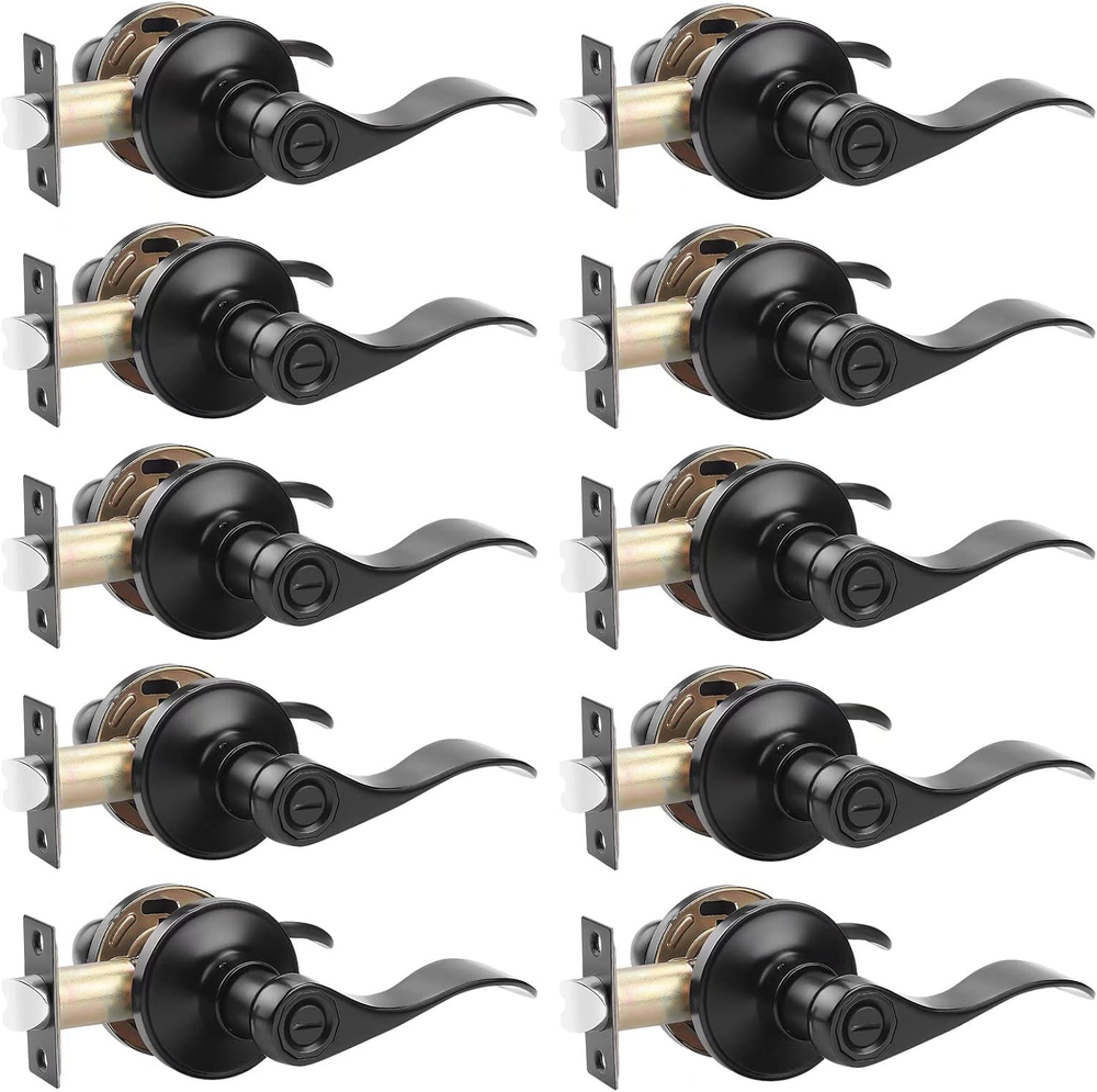 (10 Pack Privacy Door Lever,Locking Black Door Handle Set for Bathroom & Bedroom