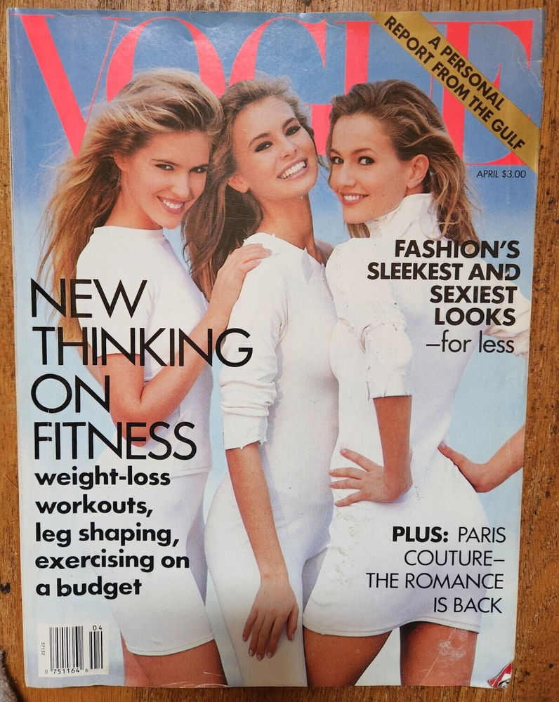 Vogue Magazine  April 1991 Judit Masco Karen Mulder Niki Taylor Helmut Newton