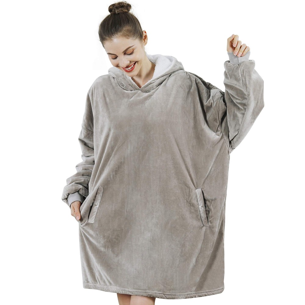 Cozy Oversized Sherpa Fleece Hoodie Blanket Sweatshirt for Women
