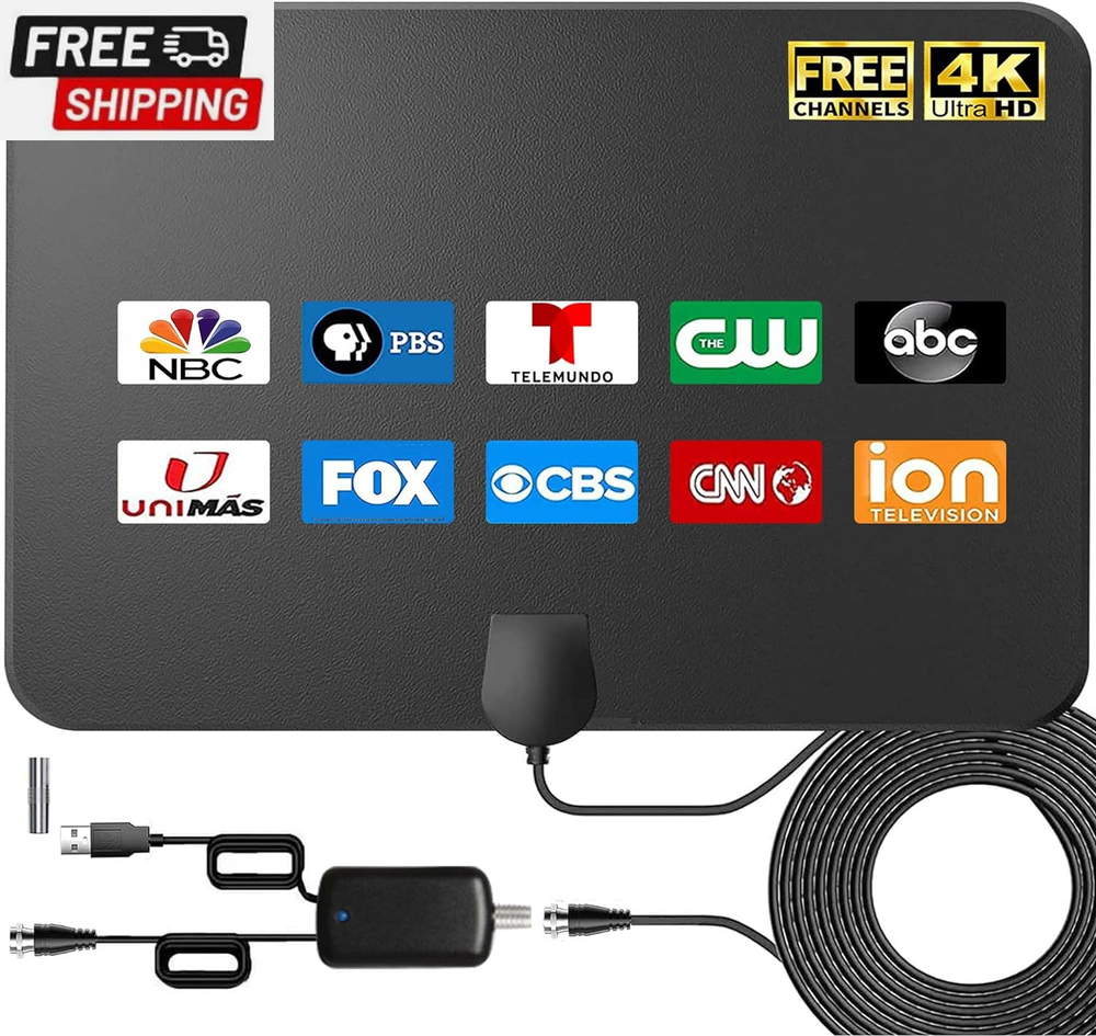 4K Amplified HD Digital TV Antenna Long 1000 Miles Range Smart TV Indoor Support