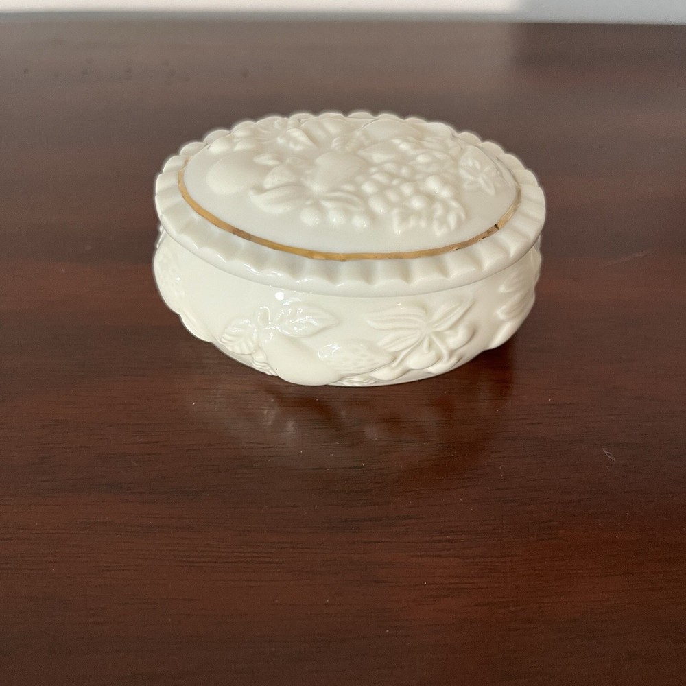 1998 Vintage Lenox Trinket/Jewelry Dish W/ Lid - Fruits Of Life Collection