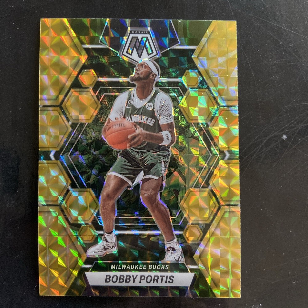 Bobby Portis Yellow Mosaic Prizm 2022-23 Panini Mosaic #94 Milwaukee Bucks