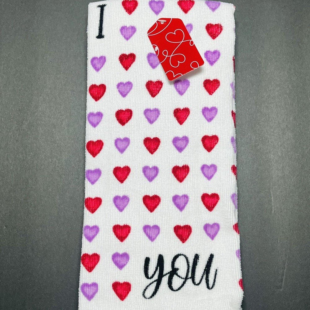 Valentine's Day 2 Pack I Heart You Hand Towels Anniversary Gift New