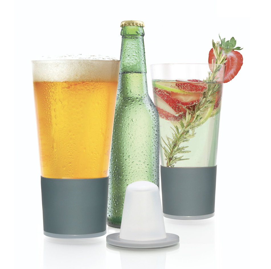 Self-Chilling Freezable 2-Piece Dimple Pint Glass Drink Set New