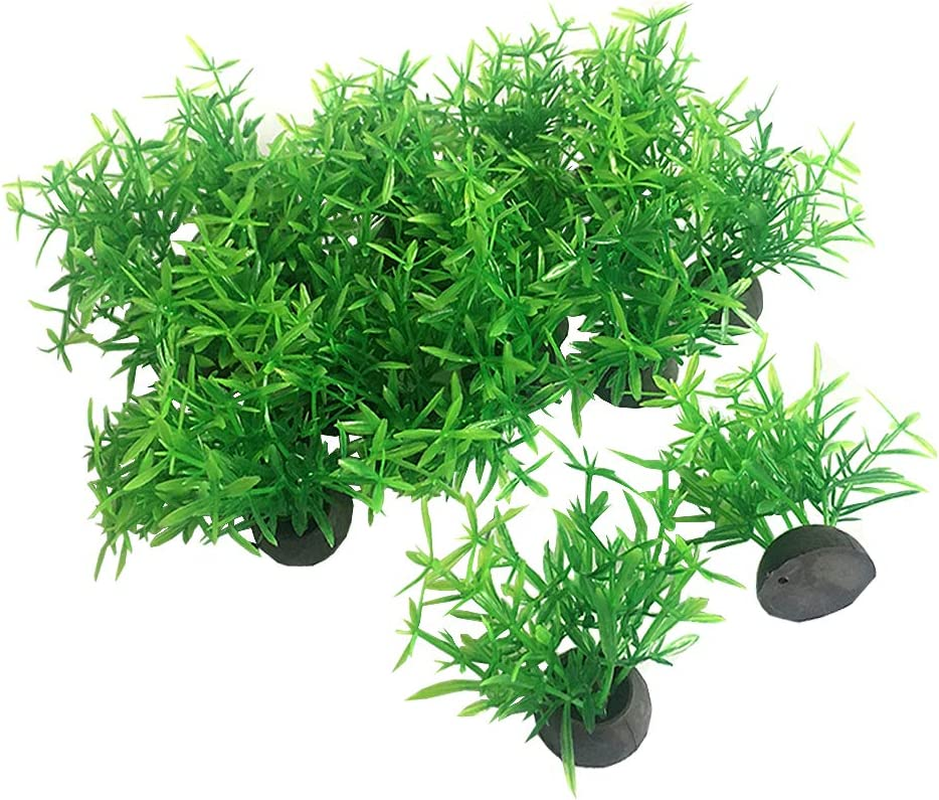 20pcs 1-Inch Small Plastic Artificial Aquarium Plants for Fish Tank Decor