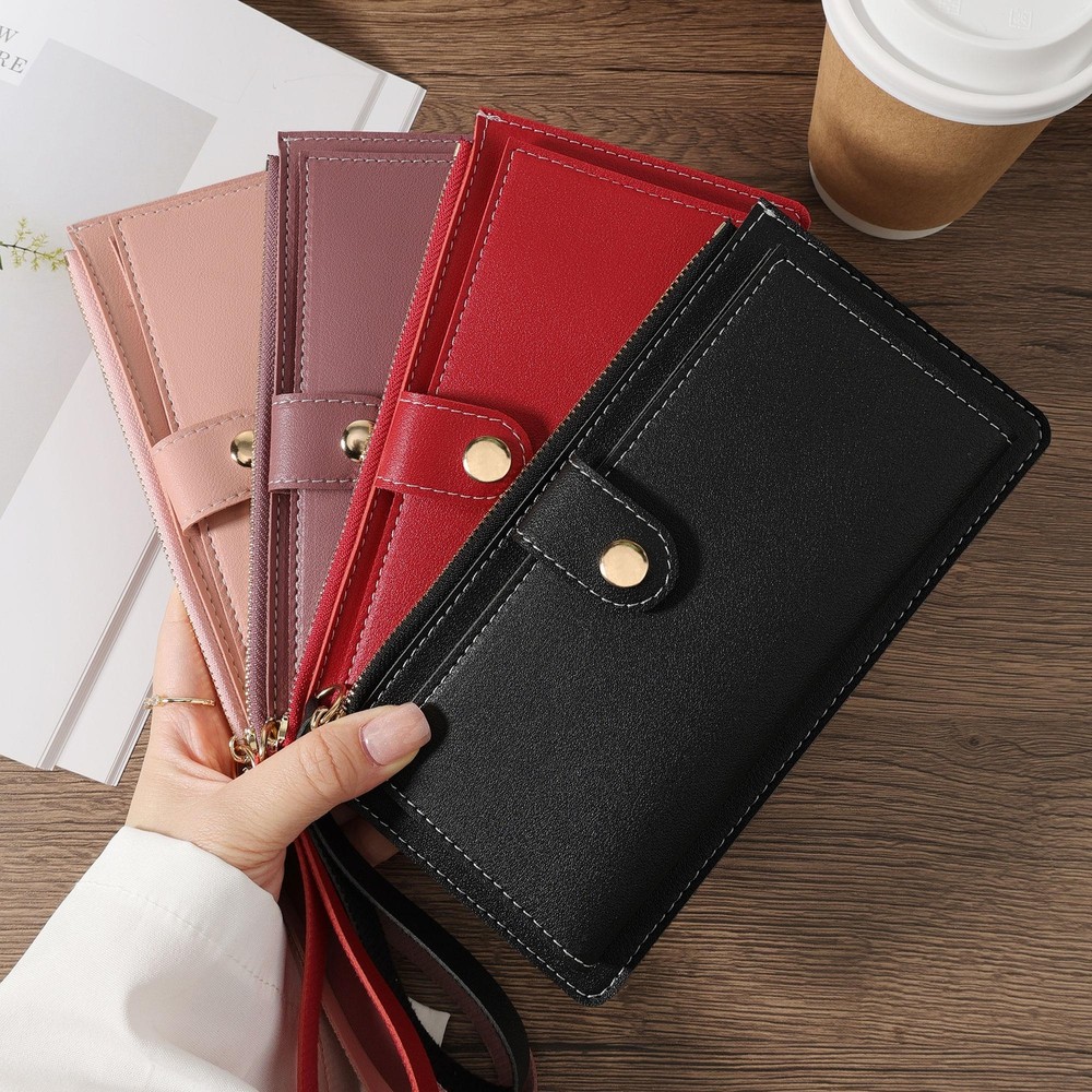 Leather Zipper Wallet Credit Card Holder for Women Multicolor Medium Gift